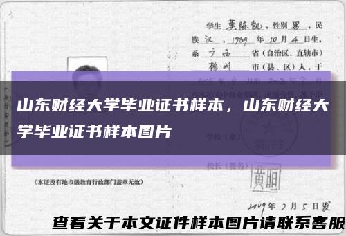 山东财经大学毕业证书样本，山东财经大学毕业证书样本图片缩略图