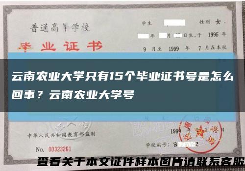 云南农业大学只有15个毕业证书号是怎么回事？云南农业大学号缩略图