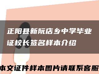 正阳县新阮店乡中学毕业证校长签名样本介绍缩略图