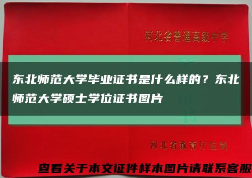 东北师范大学毕业证书是什么样的？东北师范大学硕士学位证书图片缩略图