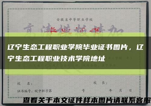 辽宁生态工程职业学院毕业证书图片，辽宁生态工程职业技术学院地址缩略图