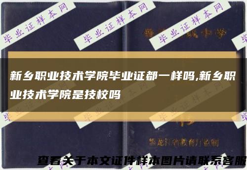 新乡职业技术学院毕业证都一样吗,新乡职业技术学院是技校吗缩略图