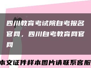 四川教育考试院自考报名官网，四川自考教育网官网缩略图