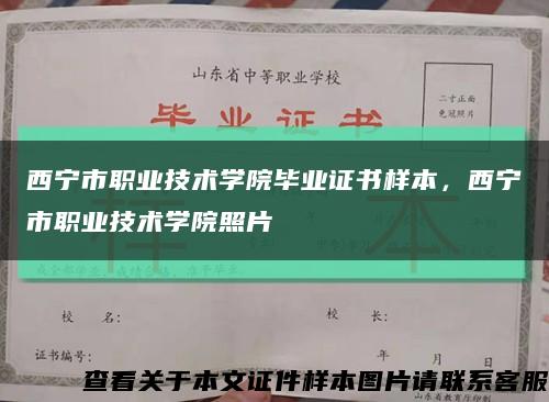 西宁市职业技术学院毕业证书样本，西宁市职业技术学院照片缩略图