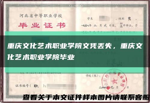 重庆文化艺术职业学院文凭丢失，重庆文化艺术职业学院毕业缩略图