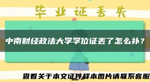 中南财经政法大学学位证丢了怎么补？缩略图