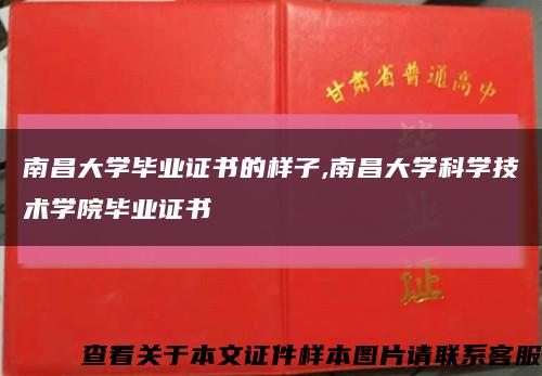 南昌大学毕业证书的样子,南昌大学科学技术学院毕业证书缩略图