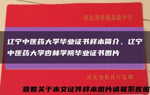 辽宁中医药大学毕业证书样本简介，辽宁中医药大学杏林学院毕业证书图片缩略图