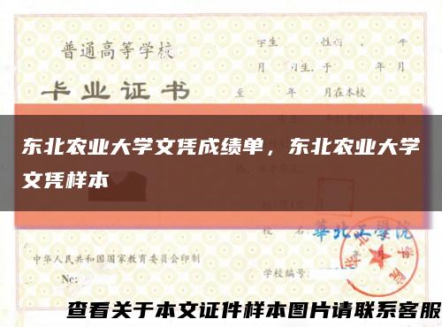 东北农业大学文凭成绩单，东北农业大学文凭样本缩略图