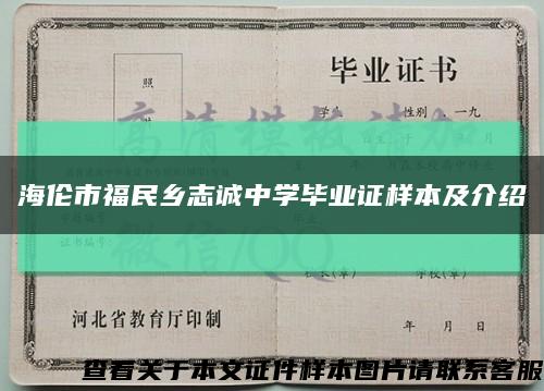 海伦市福民乡志诚中学毕业证样本及介绍缩略图