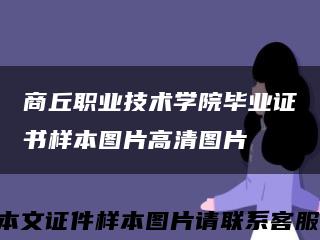 商丘职业技术学院毕业证书样本图片高清图片缩略图