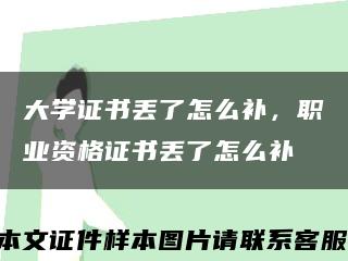 大学证书丢了怎么补，职业资格证书丢了怎么补缩略图