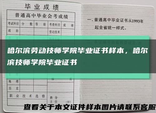 哈尔滨劳动技师学院毕业证书样本，哈尔滨技师学院毕业证书缩略图