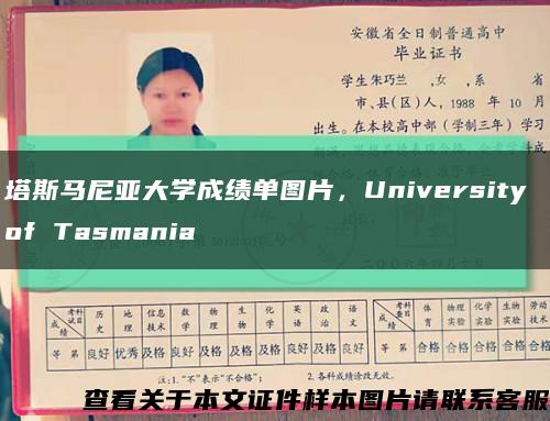 塔斯马尼亚大学成绩单图片，University of Tasmania缩略图