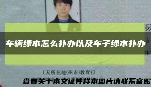 车辆绿本怎么补办以及车子绿本补办缩略图