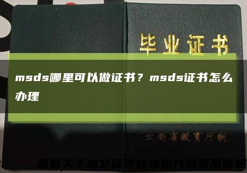 msds哪里可以做证书？msds证书怎么办理缩略图