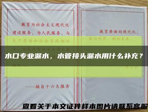 水口专业漏水，水管接头漏水用什么补充？缩略图