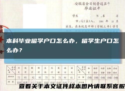 本科毕业留学户口怎么办，留学生户口怎么办？缩略图