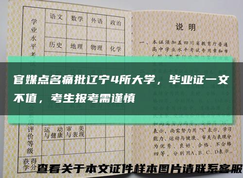 官媒点名痛批辽宁4所大学，毕业证一文不值，考生报考需谨慎缩略图