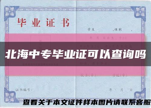 北海中专毕业证可以查询吗缩略图