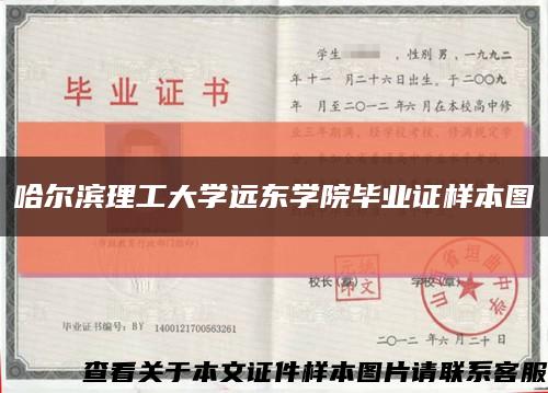 哈尔滨理工大学远东学院毕业证样本图缩略图