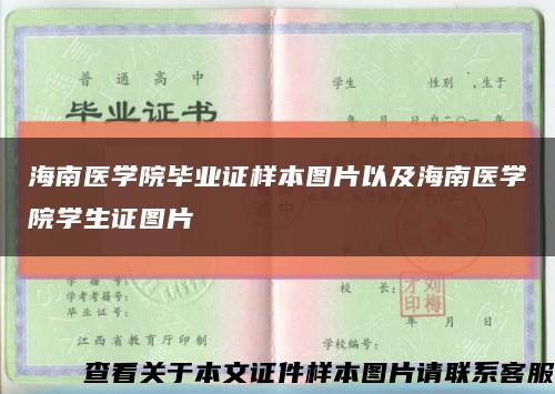 海南医学院毕业证样本图片以及海南医学院学生证图片缩略图