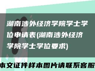 湖南涉外经济学院学士学位申请表(湖南涉外经济学院学士学位要求)缩略图