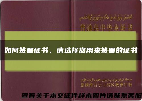 如何签署证书，请选择您用来签署的证书缩略图