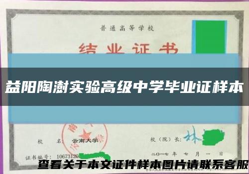 益阳陶澍实验高级中学毕业证样本缩略图