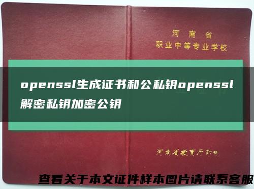 openssl生成证书和公私钥openssl解密私钥加密公钥缩略图