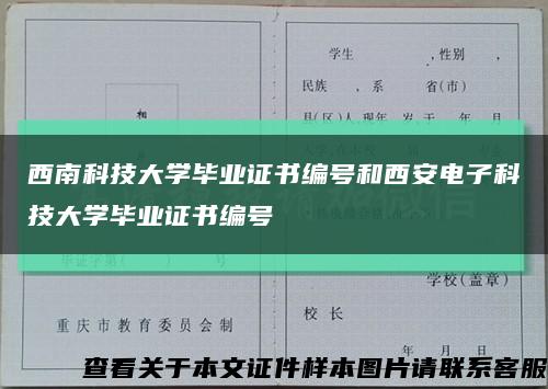 西南科技大学毕业证书编号和西安电子科技大学毕业证书编号缩略图