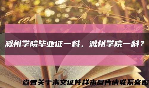 滁州学院毕业证一科，滁州学院一科？缩略图