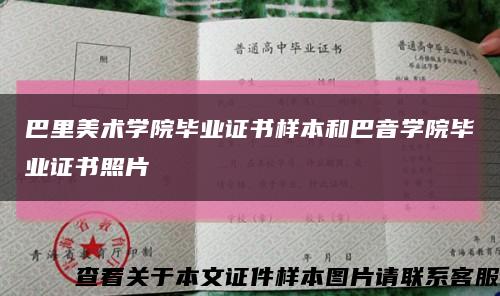 巴里美术学院毕业证书样本和巴音学院毕业证书照片缩略图