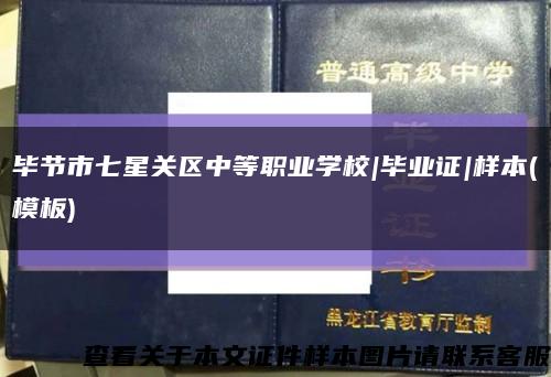 毕节市七星关区中等职业学校|毕业证|样本(模板)缩略图