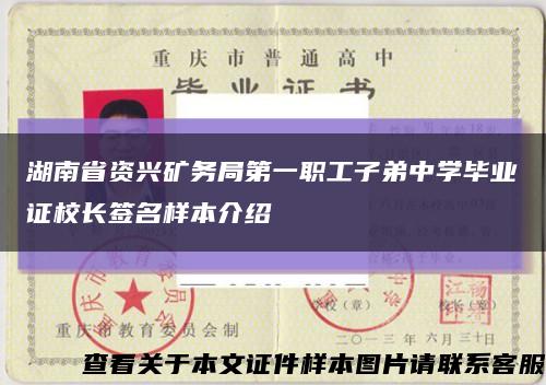 湖南省资兴矿务局第一职工子弟中学毕业证校长签名样本介绍缩略图