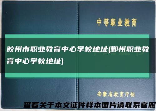 胶州市职业教育中心学校地址(鄞州职业教育中心学校地址)缩略图