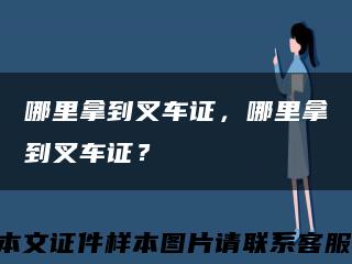 哪里拿到叉车证，哪里拿到叉车证？缩略图