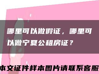 哪里可以做假证，哪里可以做宁夏公租房证？缩略图