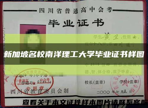 新加坡名校南洋理工大学毕业证书样图缩略图