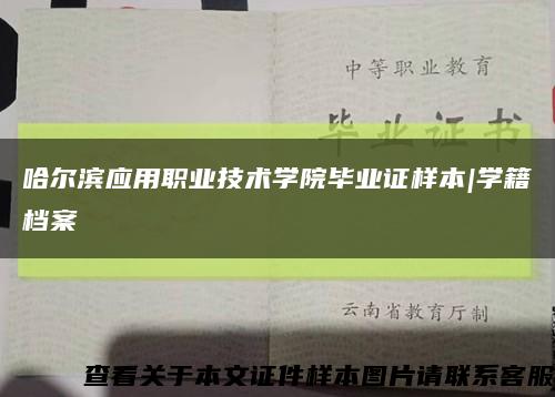 哈尔滨应用职业技术学院毕业证样本|学籍档案缩略图