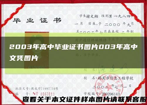 2003年高中毕业证书图片003年高中文凭图片缩略图