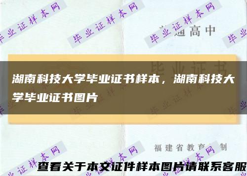 湖南科技大学毕业证书样本，湖南科技大学毕业证书图片缩略图