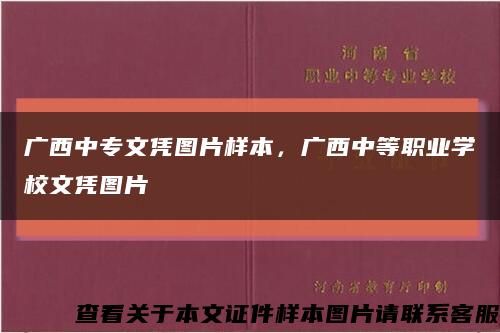 广西中专文凭图片样本，广西中等职业学校文凭图片缩略图