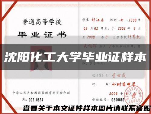 沈阳化工大学毕业证样本缩略图