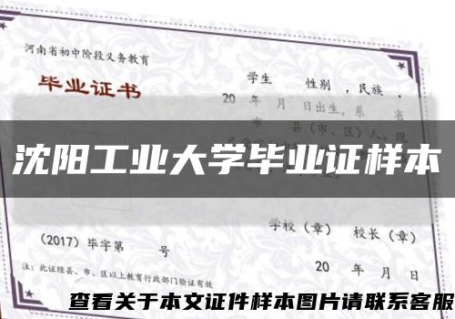 沈阳工业大学毕业证样本缩略图