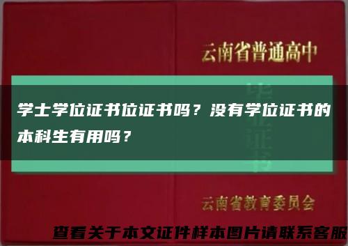 学士学位证书位证书吗？没有学位证书的本科生有用吗？缩略图