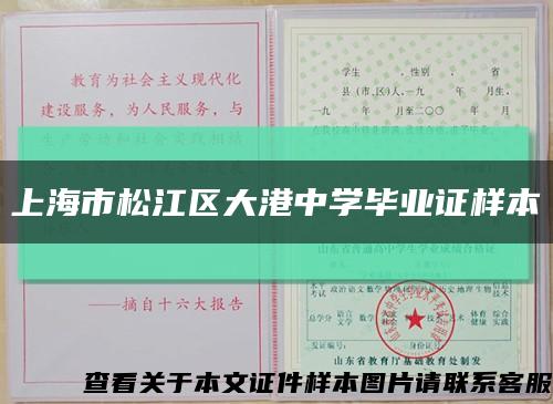 上海市松江区大港中学毕业证样本缩略图