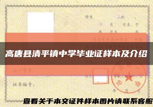 高唐县清平镇中学毕业证样本及介绍缩略图