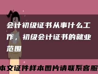 会计初级证书从事什么工作，初级会计证书的就业范围缩略图