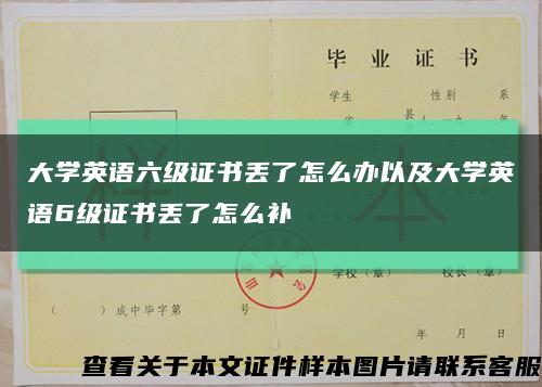 大学英语六级证书丢了怎么办以及大学英语6级证书丢了怎么补缩略图